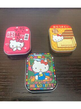 3 X Hello Kitty Sanrio Nagasaki Japan Ltd Ed Collectible Trinket Box Tin Sanrio
